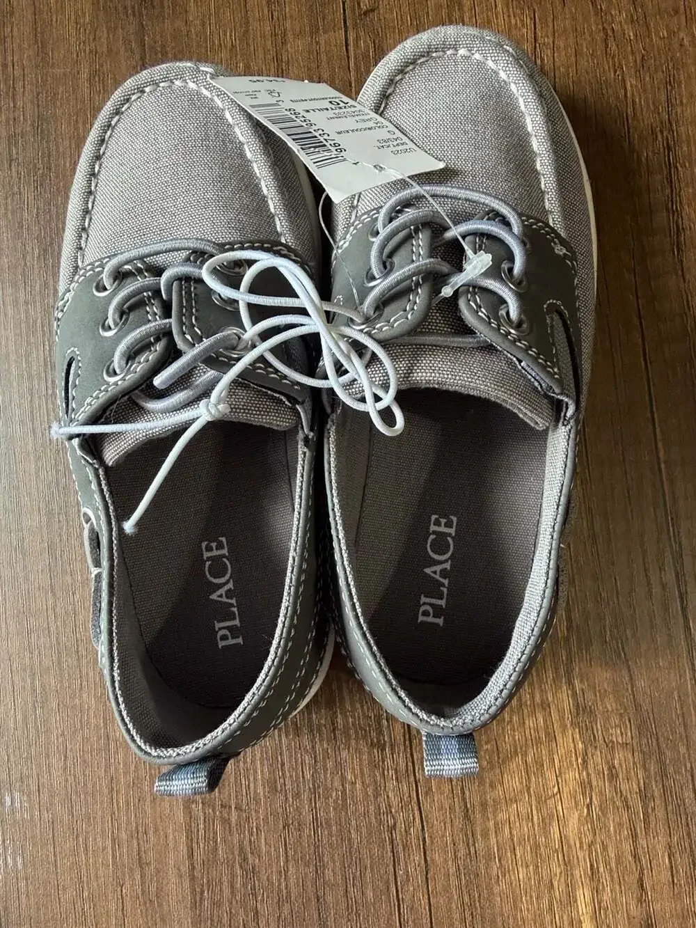 The Children's Place Boat Shoes Size 10 Grey Canvas